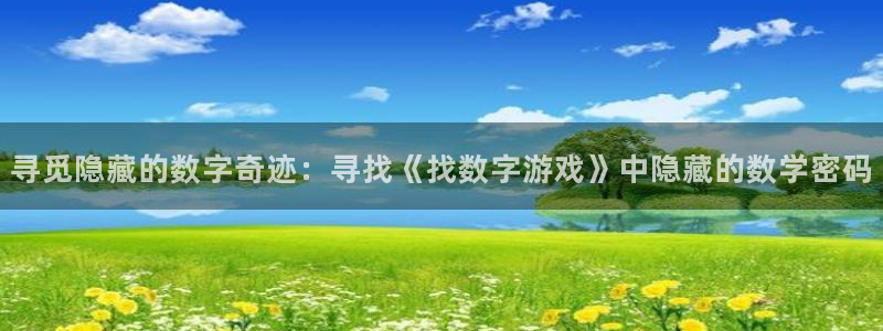 杏悦娱乐会员开户注册：寻觅隐藏的数字奇迹：寻找《找数字游戏》